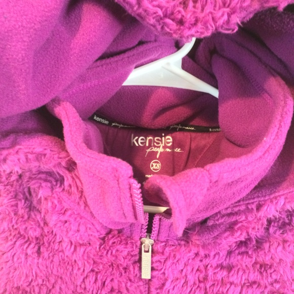 Kensie women's hood soft pocketed full zip warm hoodie sherpa vest jacket XS / S - Picture 3 of 5